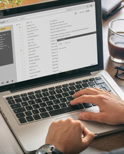 Email inbox open on a laptop, illustrating a B2B email marketing case study.